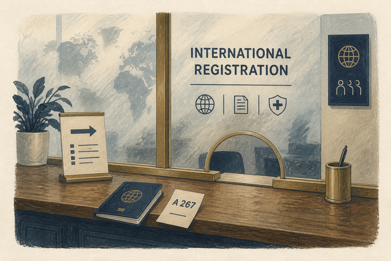 Illustration of a hospital registration desk